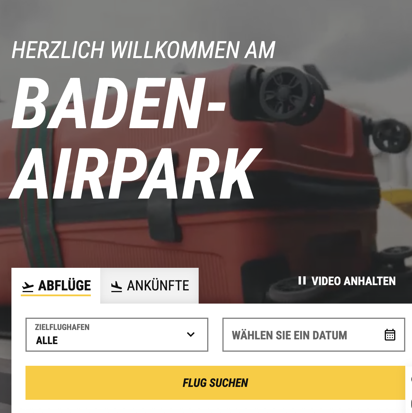 The homepage of an airline, with the flight search showing.