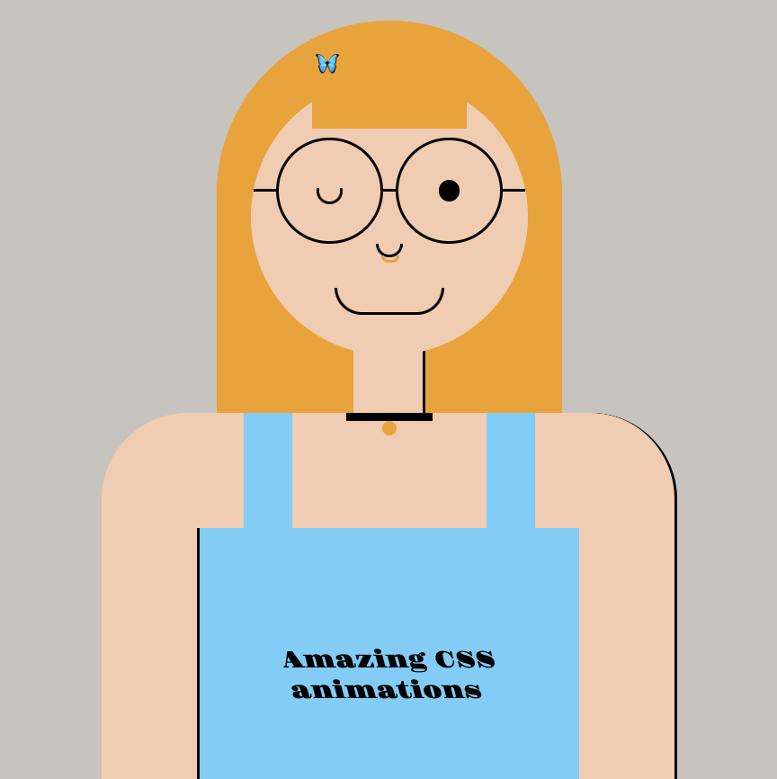 A screenshot of my website for the self portrait project, myself as a CSS and HTML only illustration!